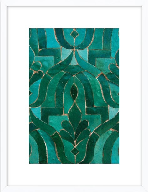 Moroccan Tile 14"x20" White wood frame - Image 0