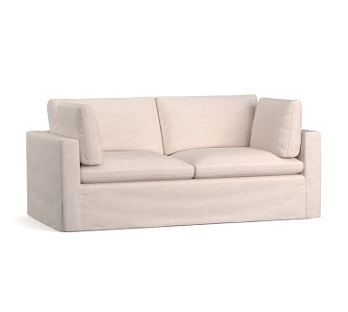 Bolinas Slipcovered Sofa 90" Down Blend Wrapped Cushions, Washed Linen/Cotton Silver Taupe - Image 1