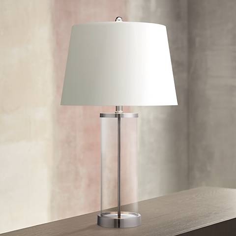 Glass and Steel Cylinder Fillable Table Lamp - Image 0