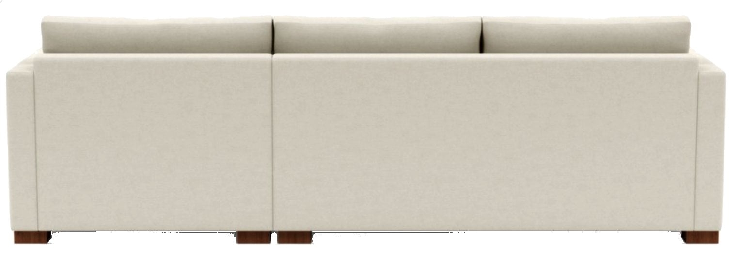 CHARLY Sectional Sofa with Right Chaise - Chalk Heathered Weave - Oiled Walnut Block Leg - 106" - 63" chaise - Bench Cushion - Standard Down Blend - Image 1