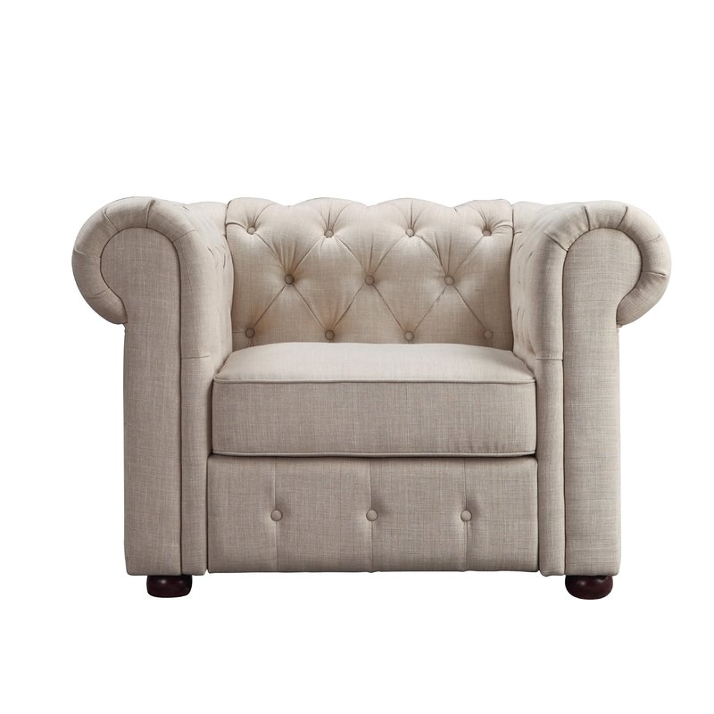 Greyleigh Quitaque Chesterfield Chair in Beige - Image 0