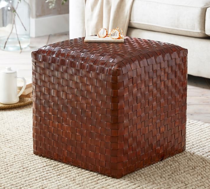 Woven Leather Strap Stool - Image 0