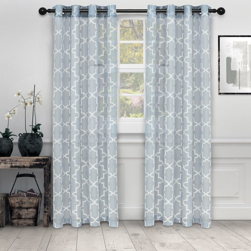Cartensen Quatrefoil Semi-Sheer Grommet Curtain Panels, ( set of 2 ) - Image 0