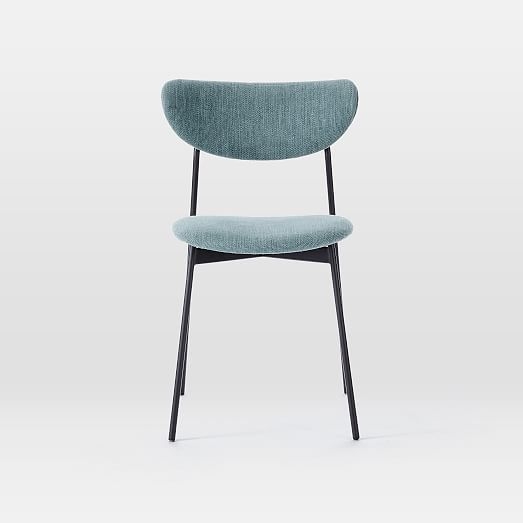 Modern Petal Upholstered Dining Chair, Blue Stone, Antique Bronze - Image 3