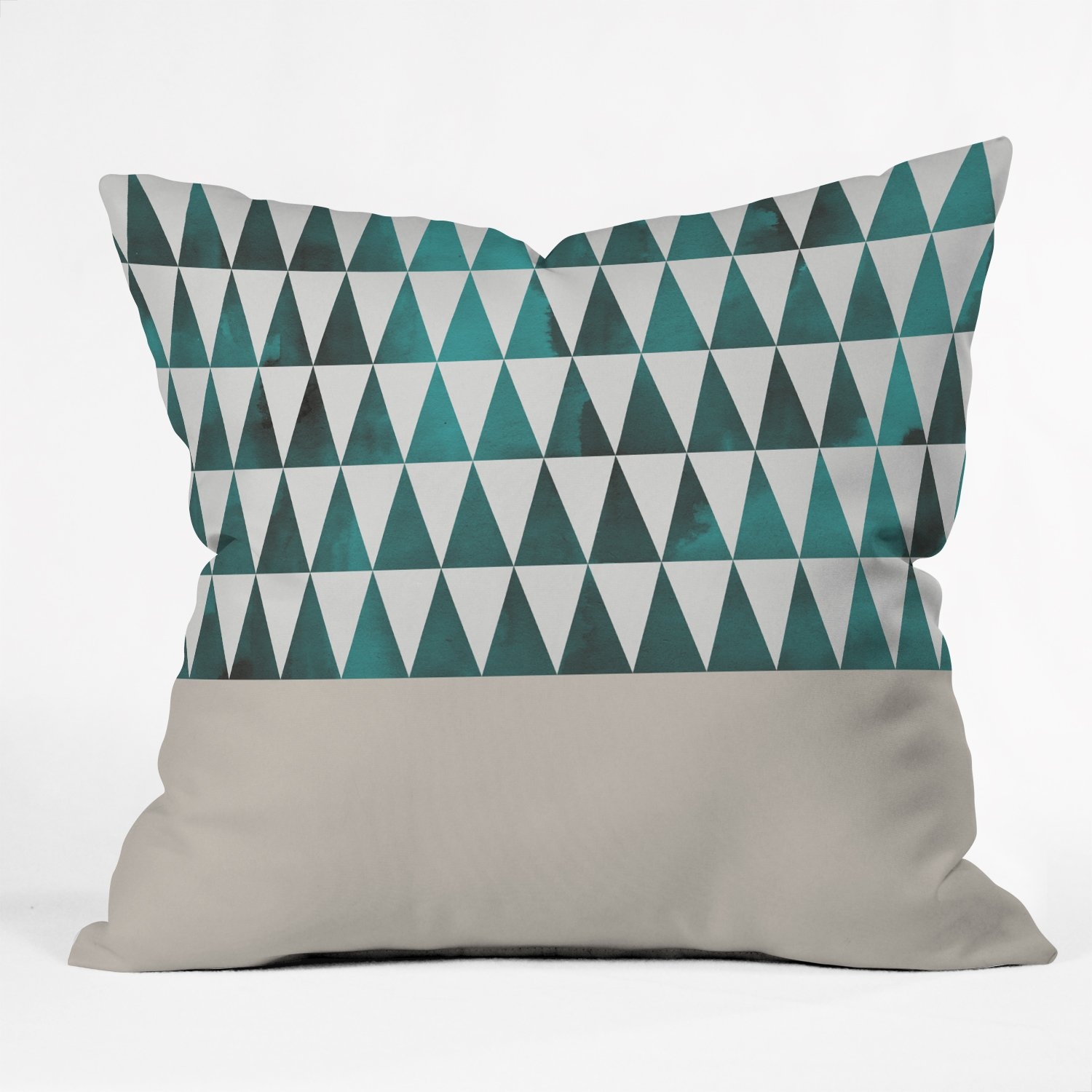 Teal Triangles Throw Pillow - Image 0