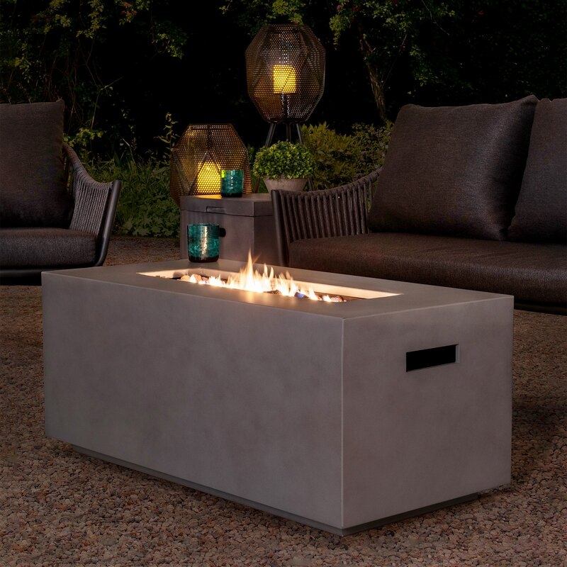 Alfrodull 17.72'' H x 42'' W Concrete Propane Outdoor Fire Pit Table - Image 0