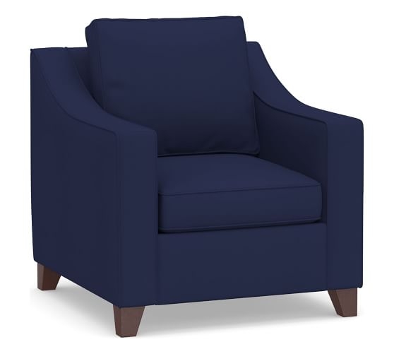 Cameron Slope Arm Upholstered Armchair, Polyester Wrapped Cushions, Performance Twill Cadet Navy - Image 0