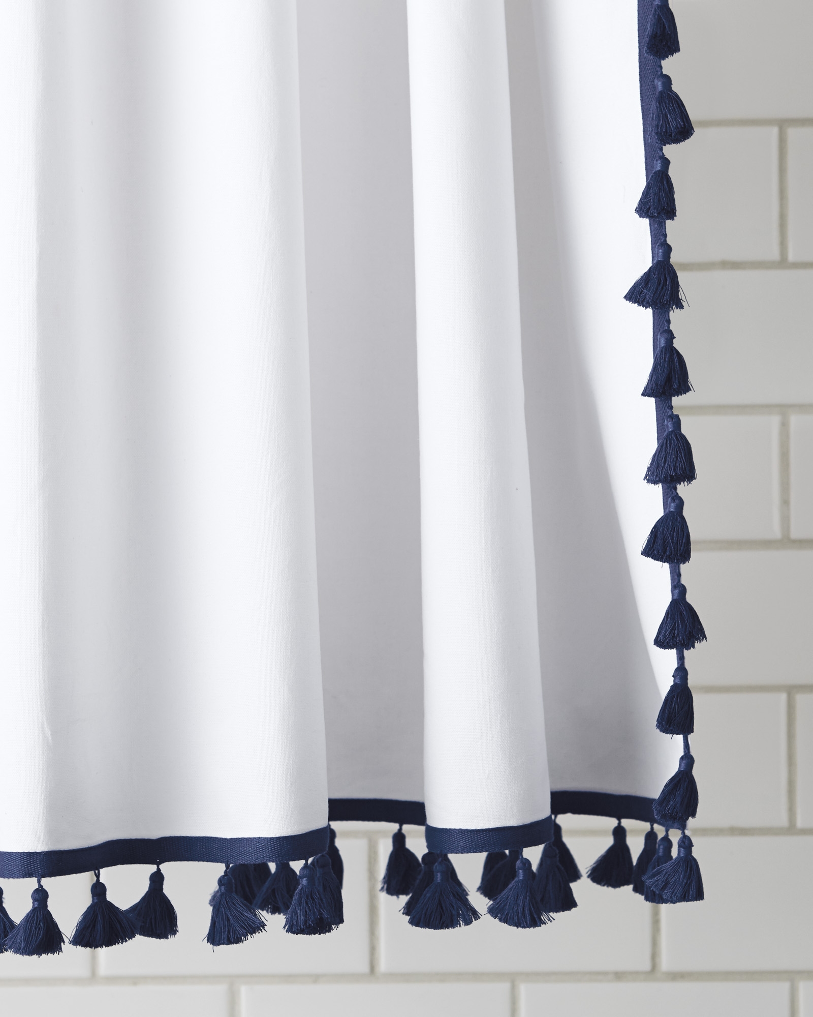 French Tassel Shower Curtain - Navy - Image 0