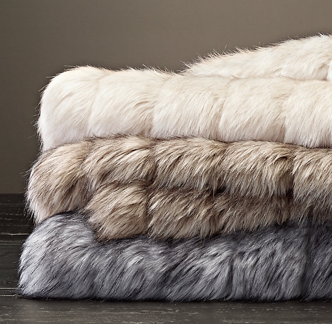CHANNEL FAUX FUR OVERSIZED BED THROW - Image 1