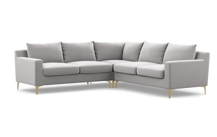 SLOAN Corner Sectional Sofa, Performance Felt Ash, Brass L Leg, 101" - Image 0