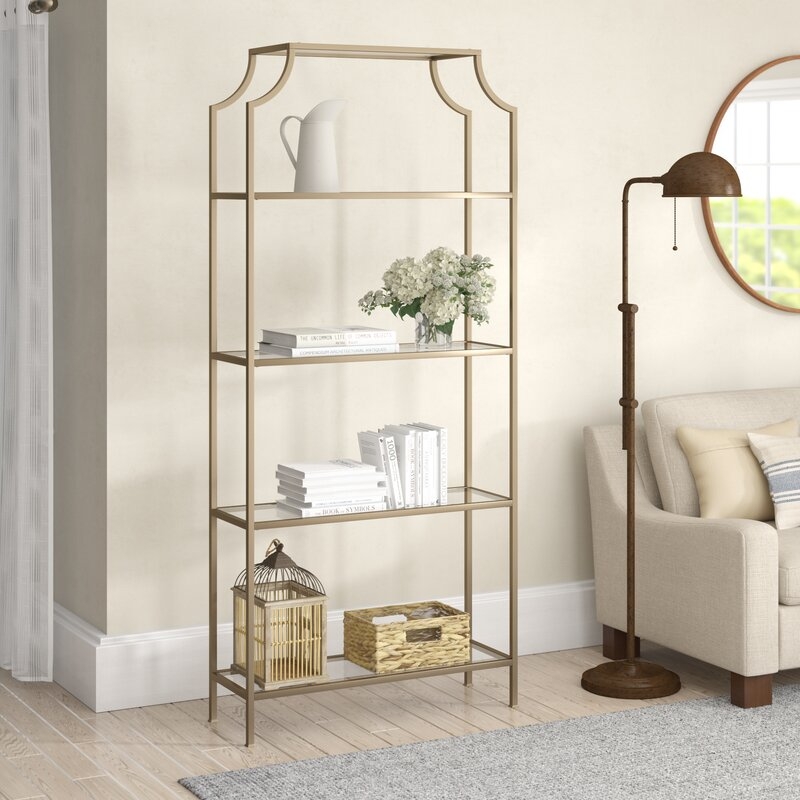 Otha 80.5'' H x 36'' W Metal And Glass Etagere Bookcase - Image 4