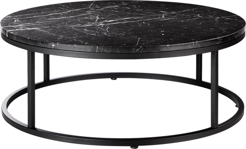 Smart Round Coffee Table, Black Marble - Image 2