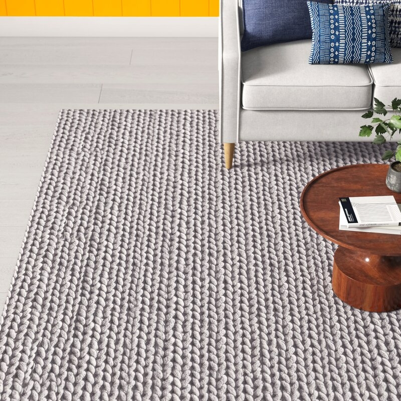 Makenzie Woolen Cable Hand-Woven Light Gray Area Rug - Image 2