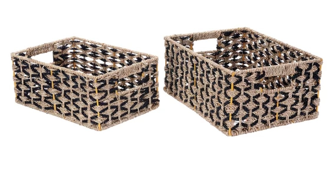 Nesting Rectangle 2 Piece Wicker Basket Set - Image 1