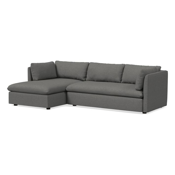 Shelter Sectional Set 07: Right Arm Sleeper Sofa, Left Arm Storage Chaise, Chenille Tweed, Pewter, - Image 0