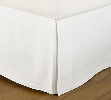 PB Essential Cotton &amp; Linen Bed Skirt, 14" Drop, Twin/Twin XL, White - Image 0