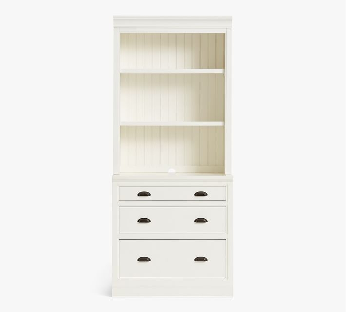 Aubrey Double Lateral File Cabinet Bookcase, Dutch White - Image 1