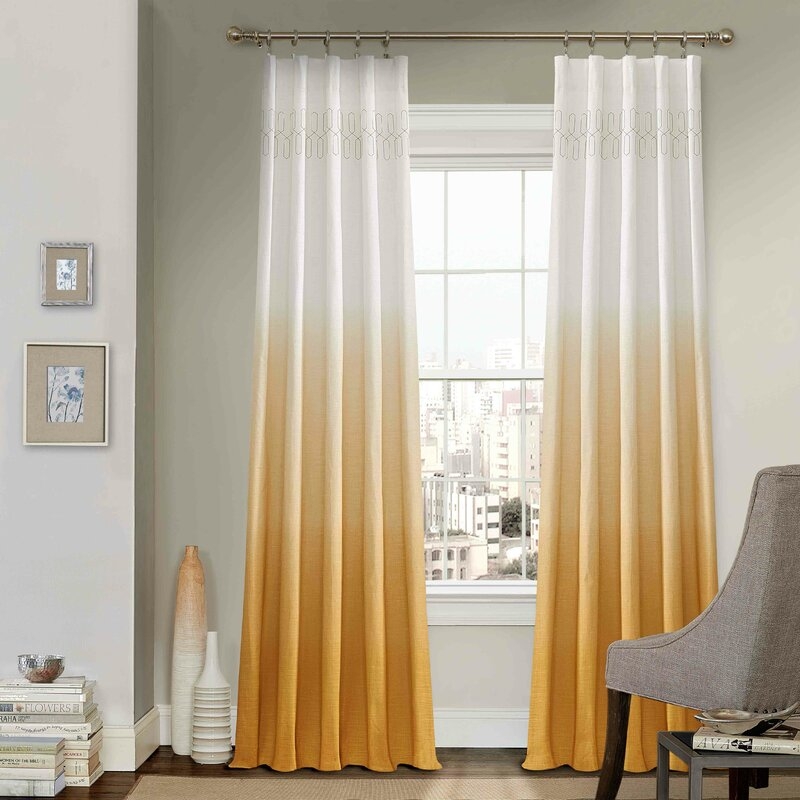 Higbee 100% Cotton Ombre Semi-Sheer Rod Pocket Single Curtain Panel - Image 1