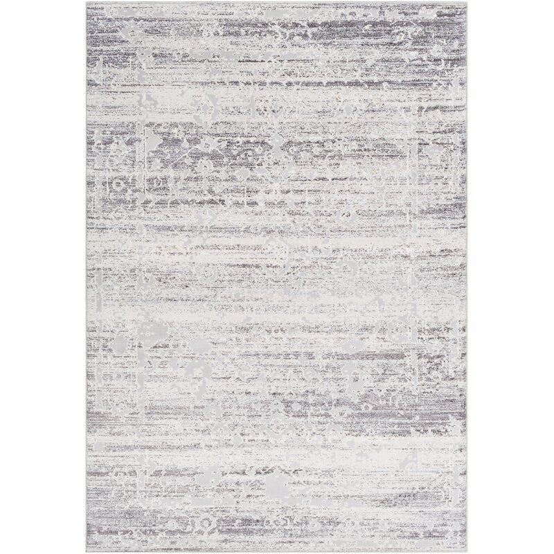 Heger Distressed Silver Gray/White Area Rug - Image 1