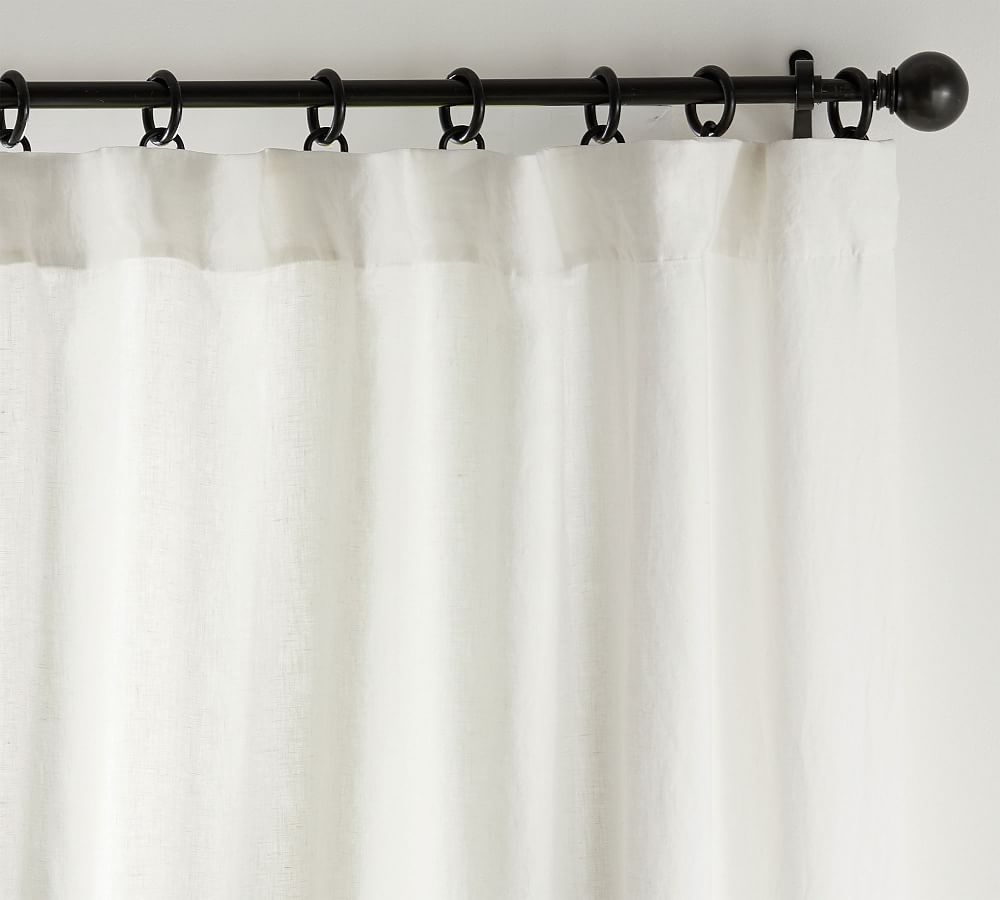 Custom Classic Belgian Flax Linen Rod Pocket Blackout Curtain, 48 x 96", Classic Ivory - Image 0