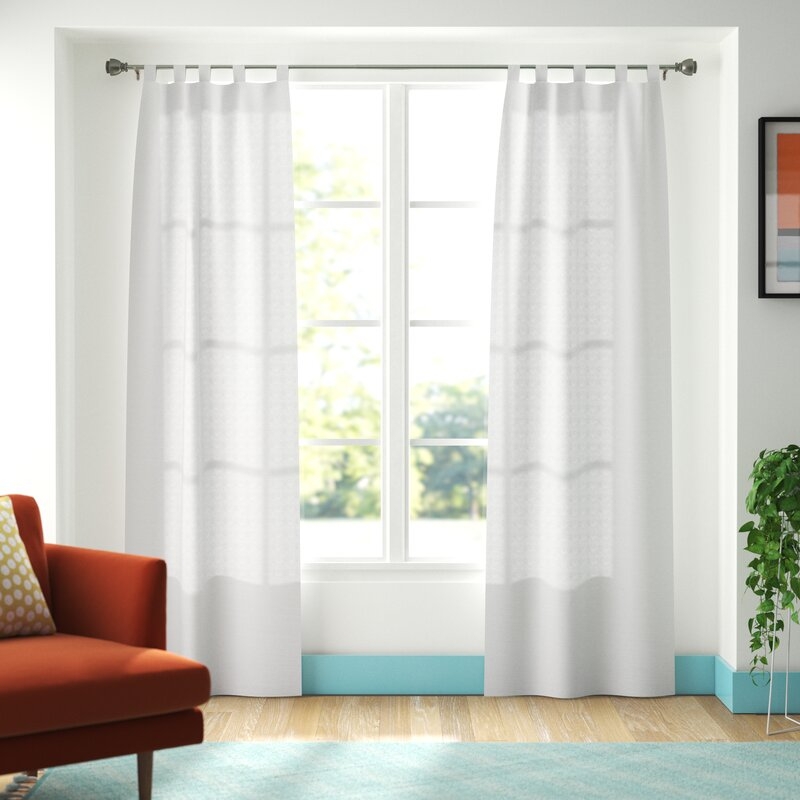 Wayfair Basics Solid Color Semi-Sheer Tab Top Single Curtain Panel - Image 1