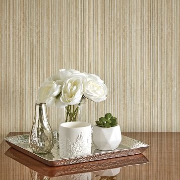 Peel &amp; Stick Grasscloth Wall Paper, Sand - Image 0