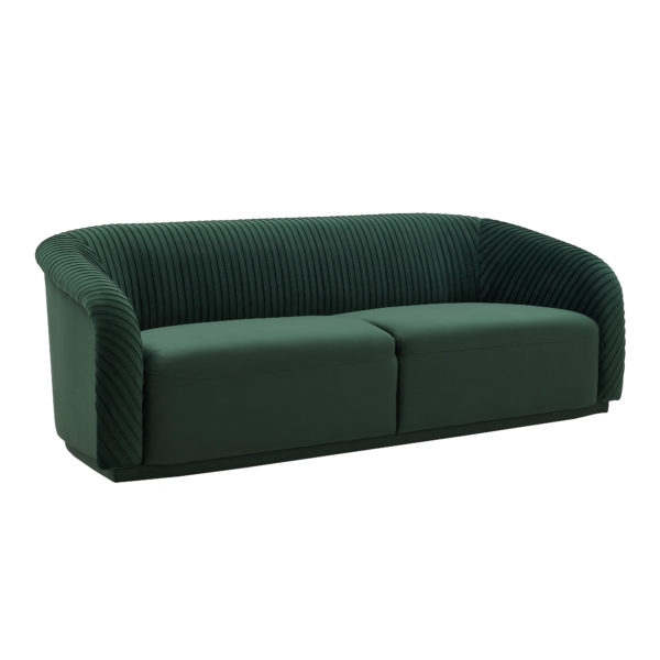 Miracle Pleated Forest Green Velvet Sofa - Image 0