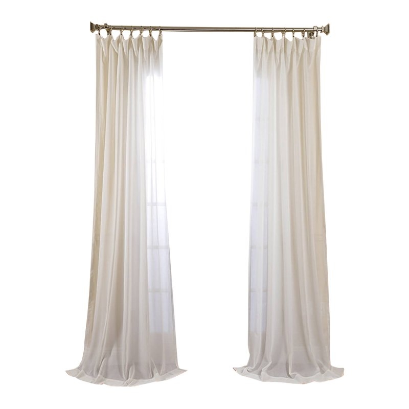Chinon Solid Faux Linen and Polyester Sheer Rod Pocket Single Curtain Panel - Image 0