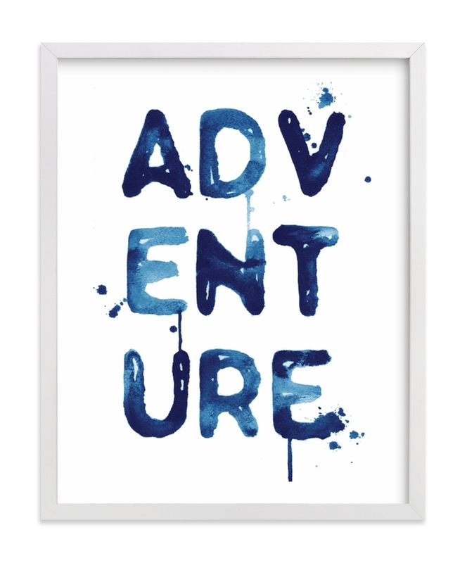 adventure  LIMITED EDITION ART - 11x14 Blue with White Border and White Wood Frame - Image 0