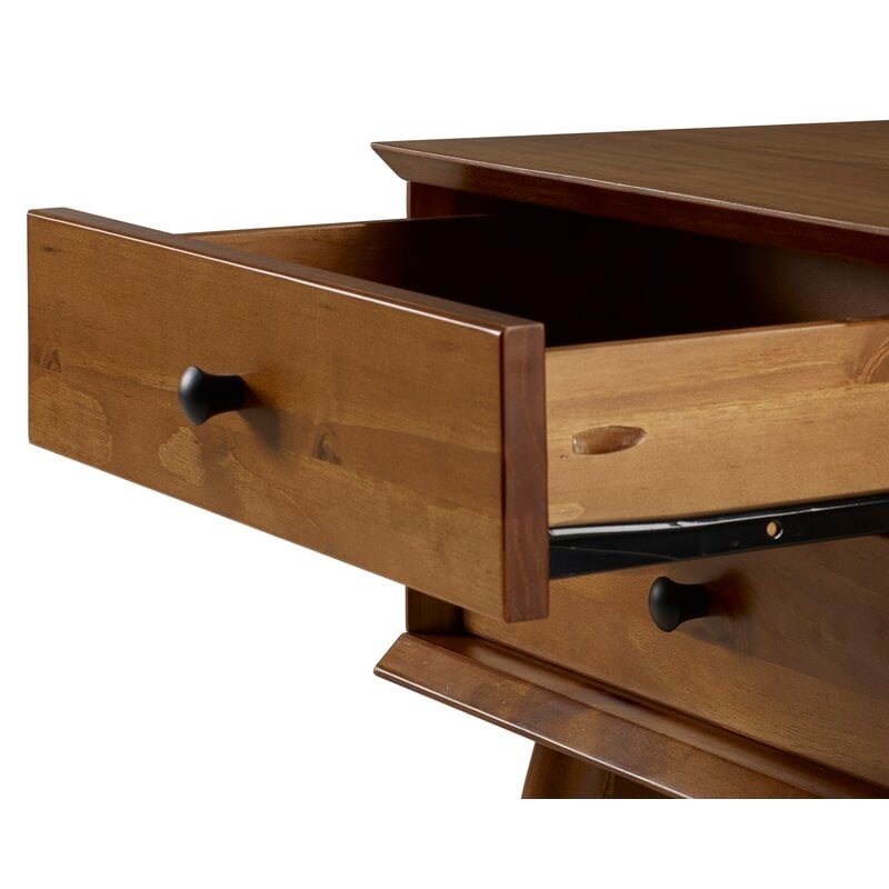 Grady 2-Drawer Solid Wood Nightstand, Castanho - Image 2