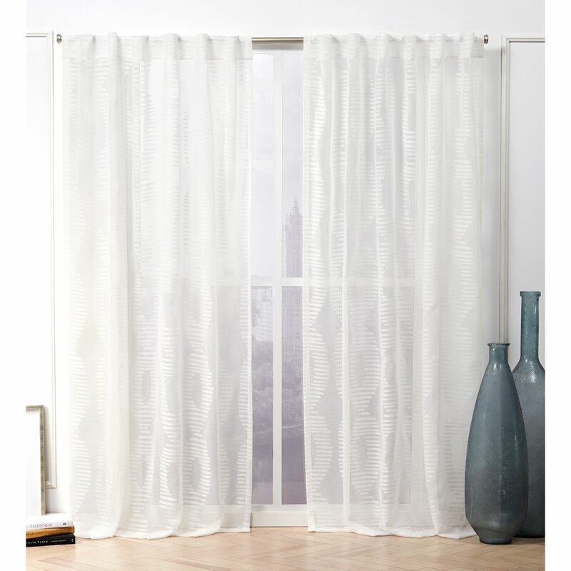 Odense Hidden Abstract Sheer Tab Top Curtain Panel (Set of 2) - Image 0