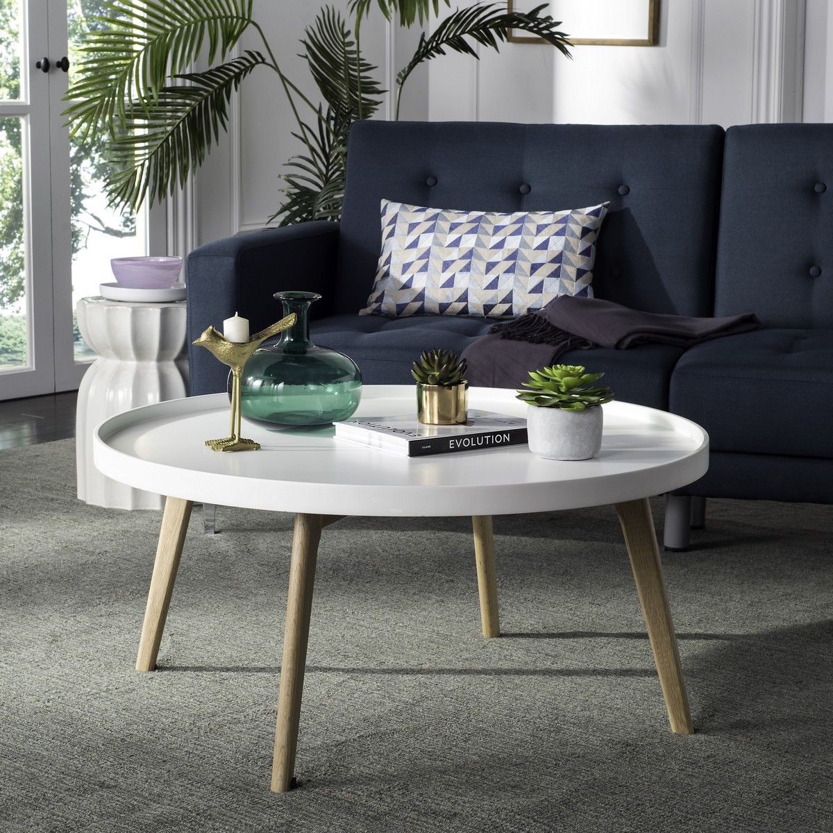 Rue Round Coffee Table - White - Arlo Home - Image 1