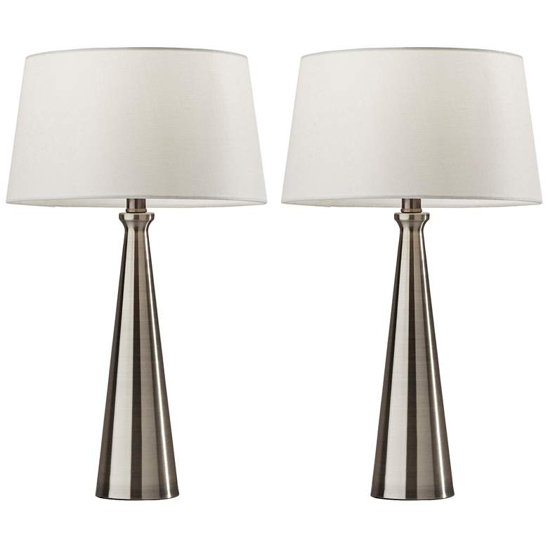 Lucy Brushed Steel Metal Accent Table Lamps (Set of 2) - Image 0
