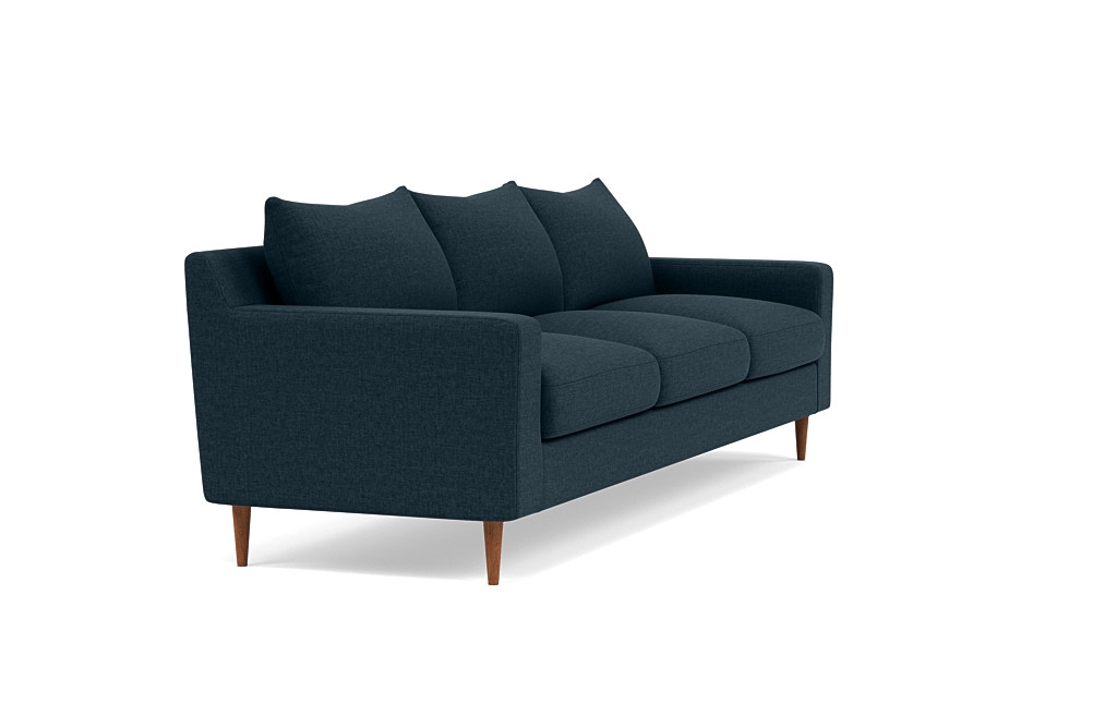 SLOAN 3-Seat Sofa, Union Monochromatic Plush, Oiled Walnut Tapered Round Wood - Image 1