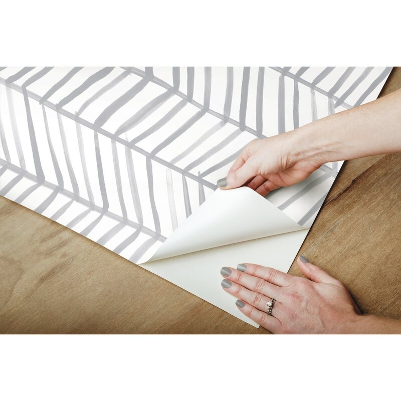 Escamilla Herringbone 20.5' L x 16.5" W Peel and Stick Wallpaper Roll - Image 3