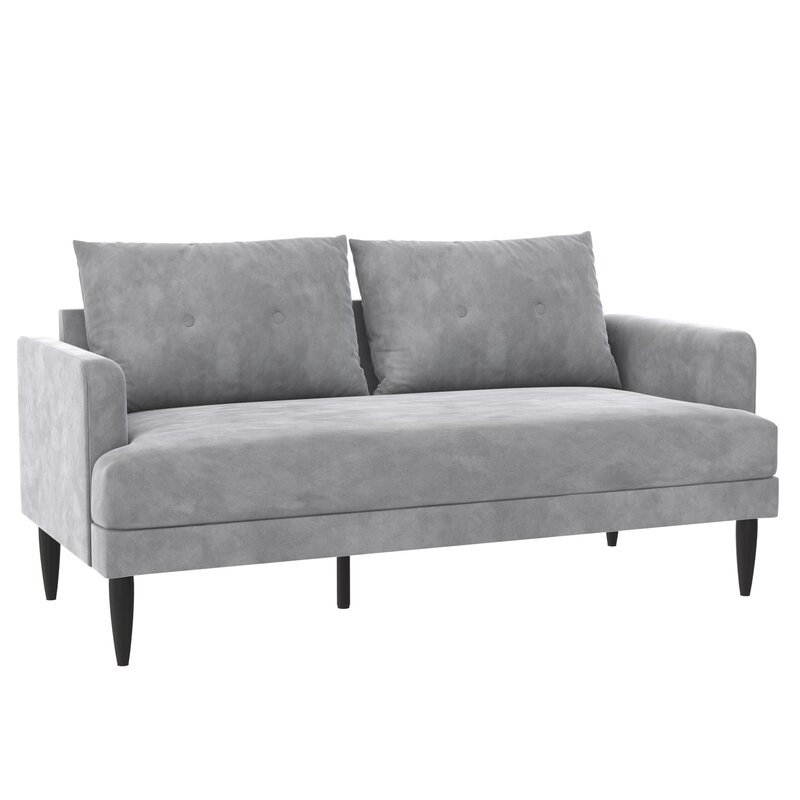 Bailey 60" Wide Velvet Recessed Arm Loveseat - Image 1