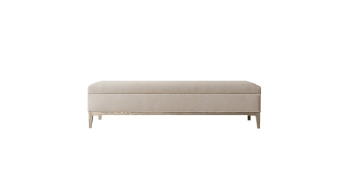 FRENCH CONTEMPORARY FABRIC END-OF-BED STORAGE BENCH - Image 0