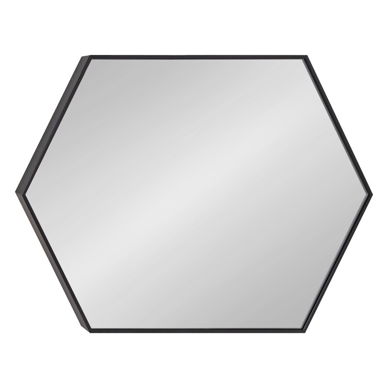 Zaliki Mid Century Hexagon Beveled Accent Mirror - Black - 36.75" x 24.75" - Image 0