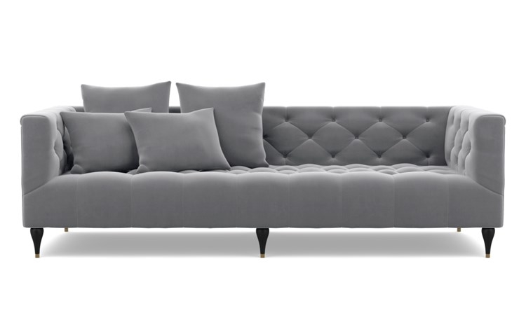 MS. CHESTERFIELD Fabric Sofa, 106'', Elephant Mod Velvet, Matte Black with Brass Cap Stiletto Leg - Image 0