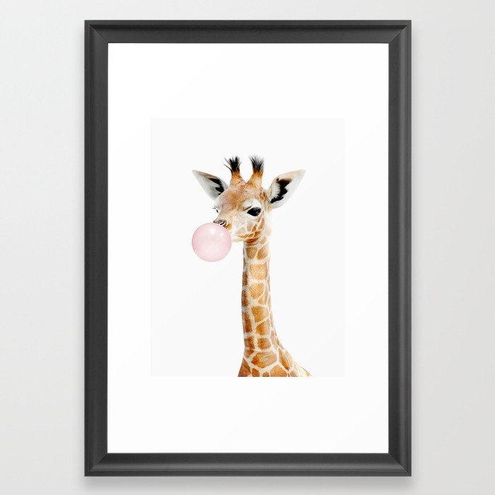 Bubble Gum Baby Giraffe Framed Art Print - Image 2