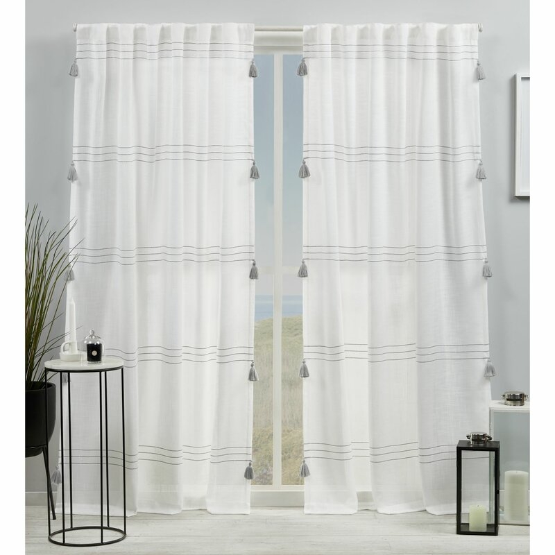 Kumsal Striped Semi Sheer Rod Pocket Curtain Panels (Set of 2) - Image 1