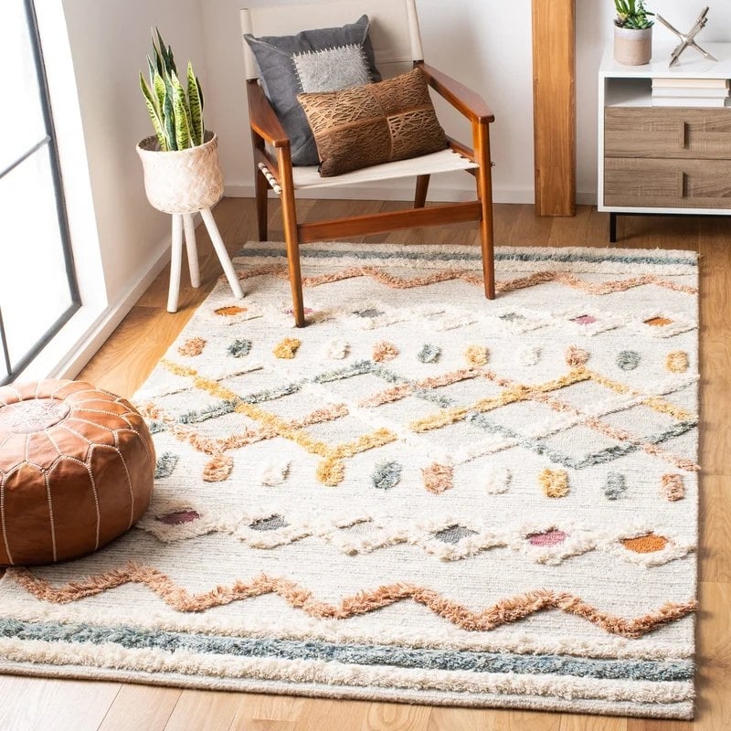 Gleb Southwestern Hand Tufted Wool Ivory Area Rug - Image 0