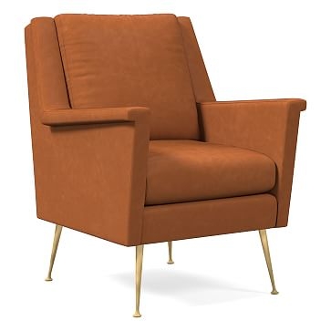 Carlo Mid-Century Chair, Poly, Vegan Leather, Saddle, Pecan - Image 0