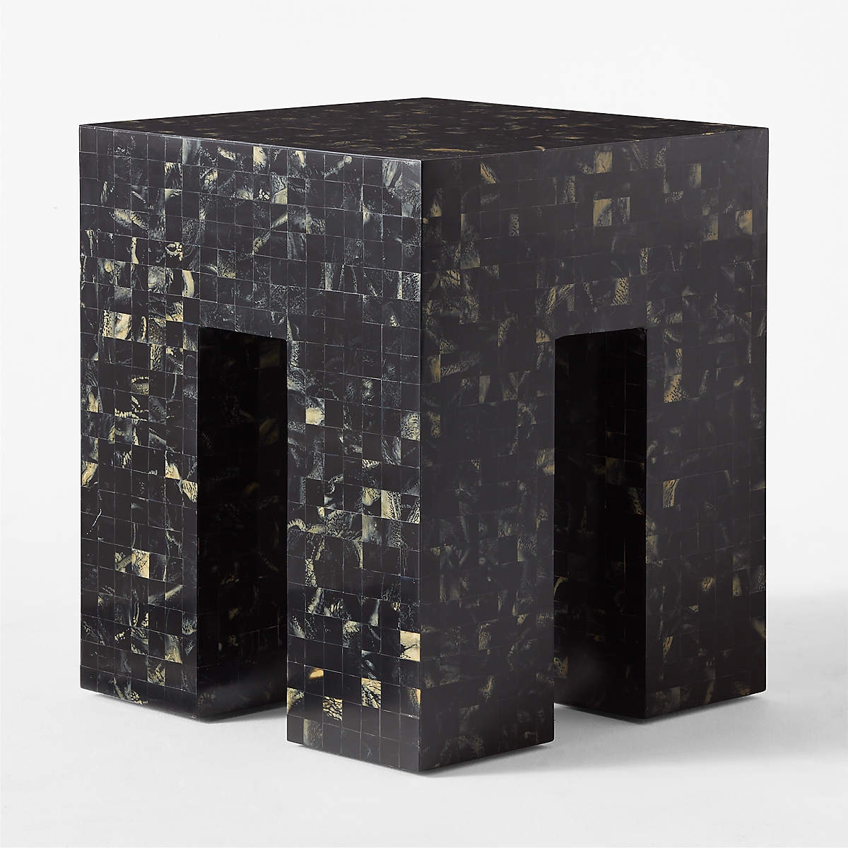 SCATOLA FAUX HORN BLACK SIDE TABLE - Image 3