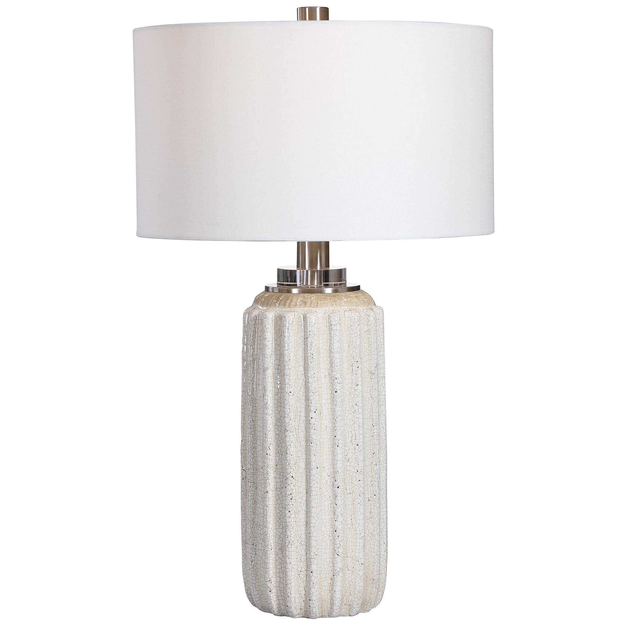 Azariah Crackle Table Lamp, White, 29" - Image 0