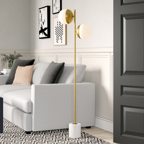 Yearby 62.5" Novelty Floor Lamp in Brass & Frosted White - Image 1
