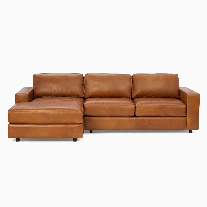 Urban Sectional Set 02: Right Arm 2 Seater Sofa, Left Arm Chaise, Poly, Saddle Leather, Nut - Image 1
