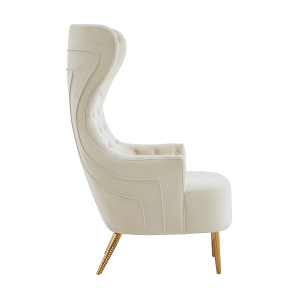 Jezebel Cream Velvet Wingback Chair - Image 1