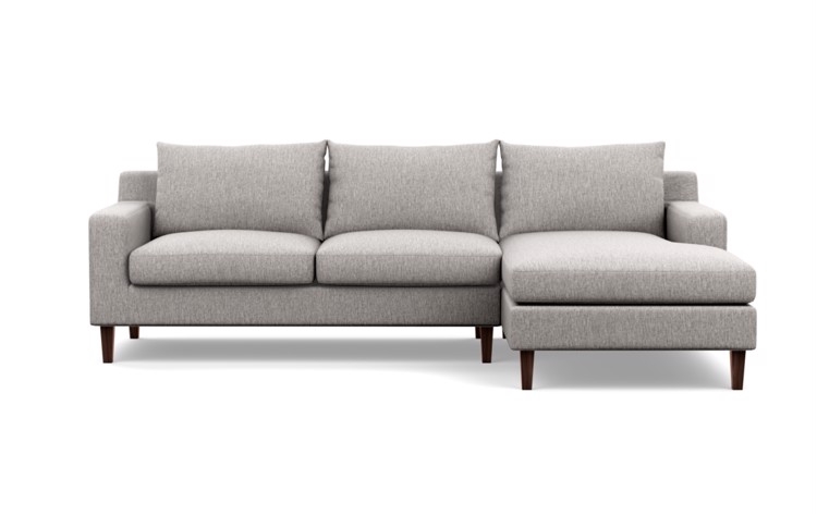 SLOAN Sectional Sofa with Right Chaise- Earth Cross Weave- 96'' Long-  Oiled Walnut Tapered Square Wood - Image 0