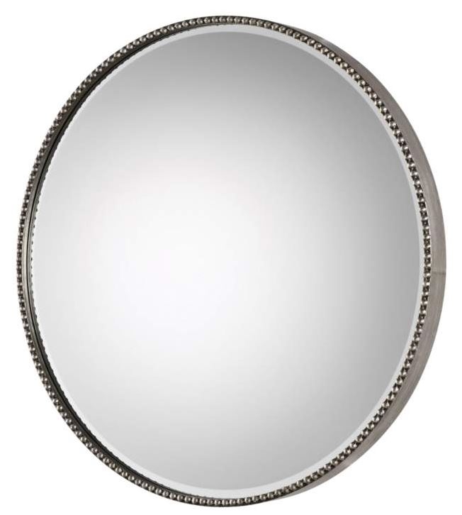 Stefania Antiqued Silver Leaf 40" Round Oversized Mirror - Style # 87K89 - Image 1